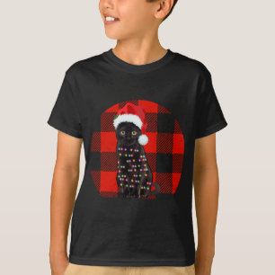 Camiseta Navidades de gato negro vintage luces de gato enlu