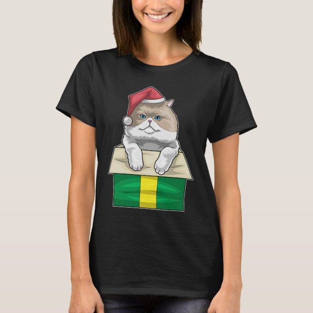 Camiseta Navidades de gato persas Santa hat (Anverso)