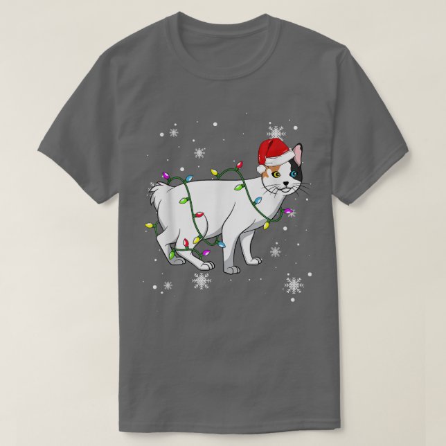 Camiseta Navidades de gato recortado japoneses alumbran Nav (Diseño del anverso)