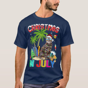Camiseta Navidades De Gato Santa Hat Gafas De Sol En Julio