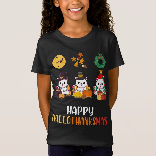 Camiseta Navidades de gatos de Halloween con gatitos de Kit (Anverso)