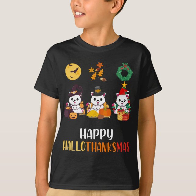 Camiseta Navidades de gatos de Halloween con gatitos de Kit (Anverso)