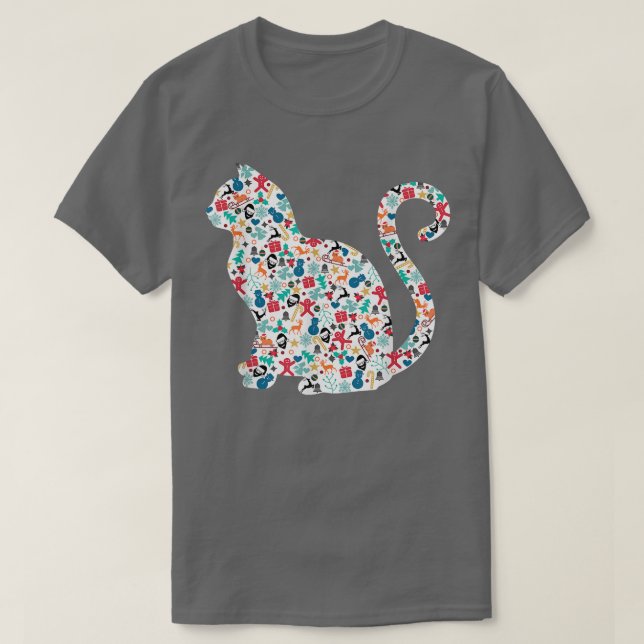 Camiseta Navidades de gatos del patrón de navidades  (Diseño del anverso)