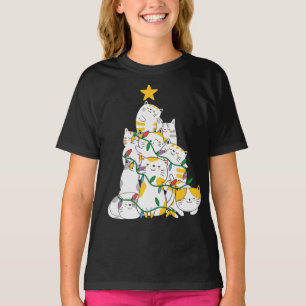 Camiseta Navidades de gatos divertidos en árboles de Navida