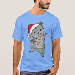 Camiseta Navidades de gatos Navidades Animales Luces de had
