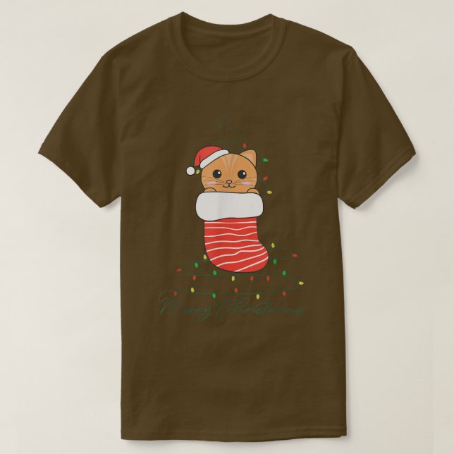 Camiseta Navidades de gatos Navidades Animales luces de had (Diseño del anverso)