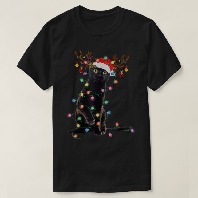 Camiseta Navidades de gatos negros renos aluden al amor gra (Diseño del anverso)