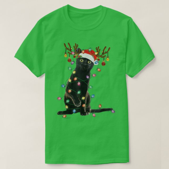 Camiseta Navidades de gatos negros renos aluden al amor gra (Diseño del anverso)