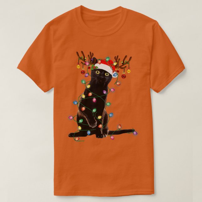 Camiseta Navidades de gatos negros renos aluden al amor gra (Diseño del anverso)