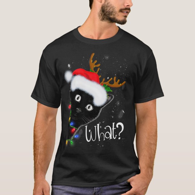 Camiseta Navidades de gatos negros renos aluden al amor gra (Anverso)
