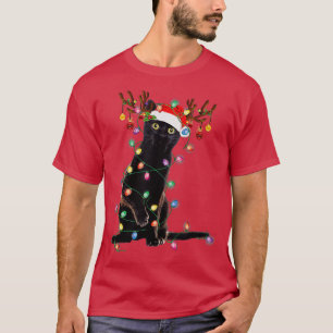 Camiseta Navidades de gatos negros renos aluden al amor gra