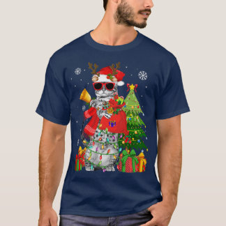 Camiseta Navidades de gatos renos alumbran obsequio diverti