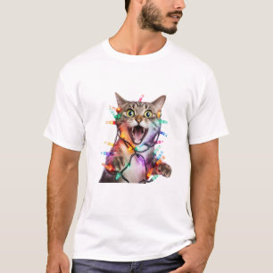 Camiseta Navidades De Gatos Se Encenden En Vacaciones De Ár