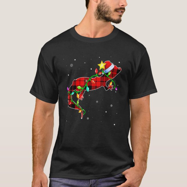 Camiseta Navidades de Gecko leopardo Santa Hat Xmas alumbra (Anverso)