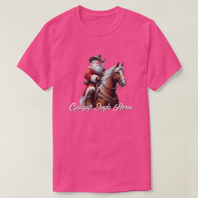 Camiseta Navidades de Giddyup Jingle Horse Santa Claus (Diseño del anverso)