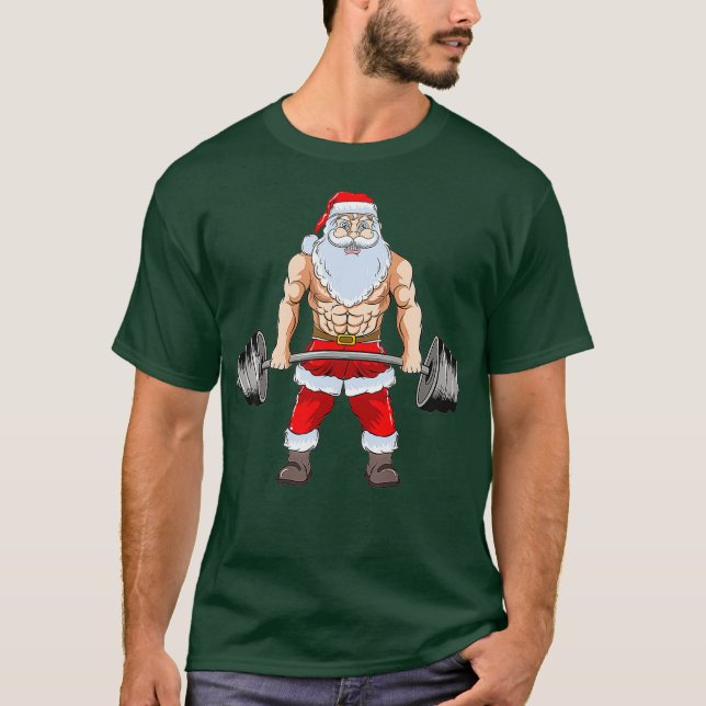 Camiseta Navidades de gimnasia divertidos de Santa Deadlift (Anverso)