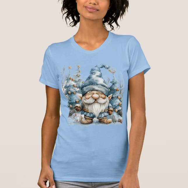 Camiseta Navidades de Gnome Blue Dusty Cute (Anverso)