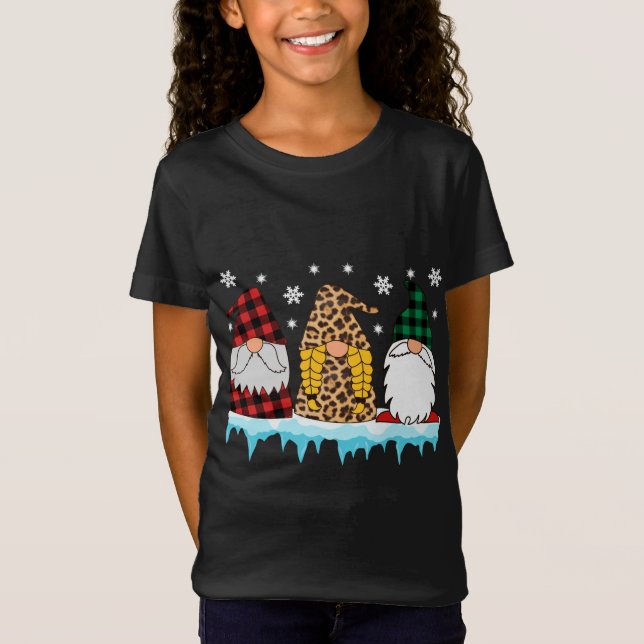 Camiseta Navidades de Gnome Jardín Leopard Plaid Matando Fa (Anverso)