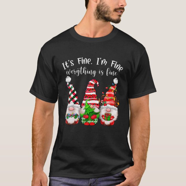 Camiseta Navidades de Gnome Luces está bien estoy bien todo (Anverso)