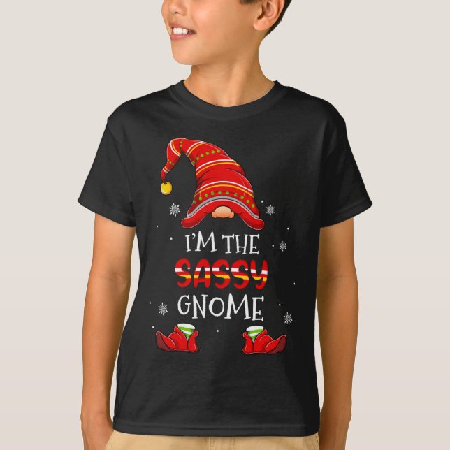 Camiseta Navidades de Gnome Sassy Familia Pajama (Anverso)