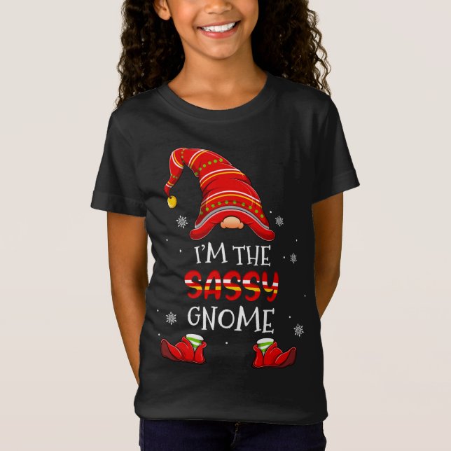 Camiseta Navidades de Gnome Sassy Familia Pajama (Anverso)