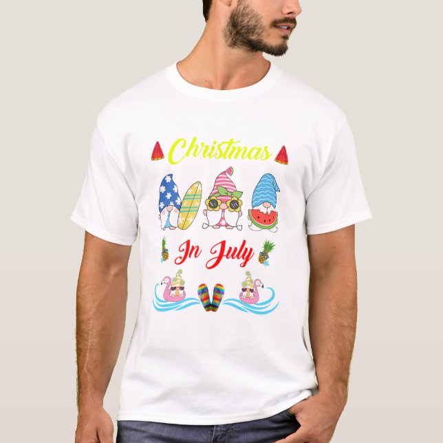 Camiseta Navidades De Gnomes En El Verano De Julio (Anverso)