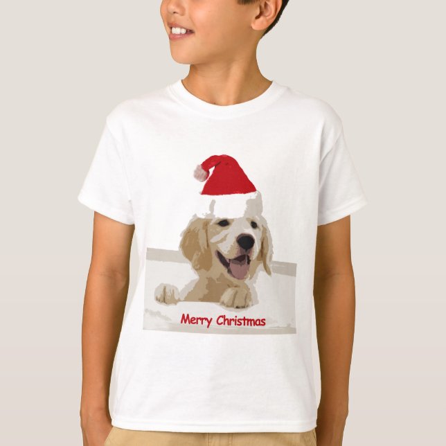 Camiseta Navidades de Golden Retriever con Santa Hat (Anverso)