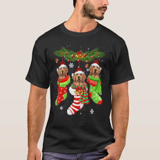 Camiseta Navidades de Golden Retriever Socks Tree Light Xma (Anverso)