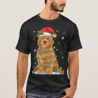 Camiseta Navidades de Goldendoodle Santa Hat Fairy Lights P