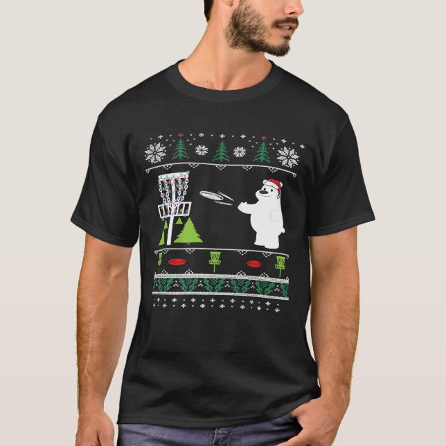 Camiseta Navidades de golf de disco feo endulzan oso polar (Anverso)