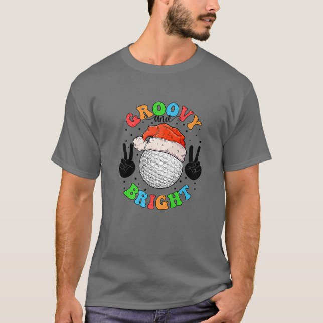 Camiseta Navidades De Golf Groovy Y Luminosos Jugadores De  (Anverso)