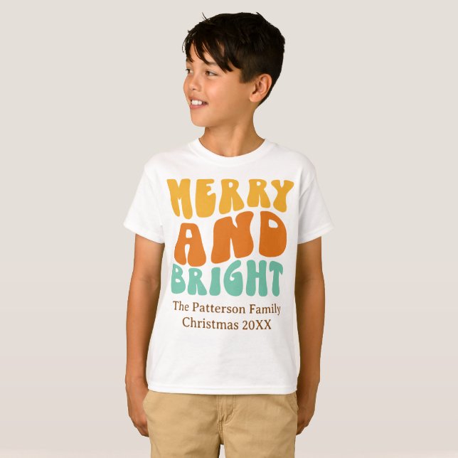 Camiseta Navidades de Guay Merry y Bright Boy retro (Anverso completo)