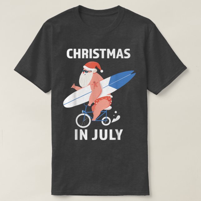 Camiseta Navidades de Guay Santa Surfboard en julio (Diseño del anverso)
