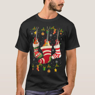 Camiseta Navidades de guitarra encienden a divertida famili