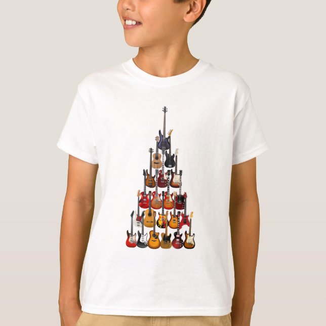 Camiseta Navidades de guitarra ligan música rock (Anverso)