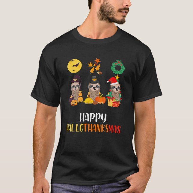 Camiseta Navidades de Halloween con eslóganes felices hallo (Anverso)
