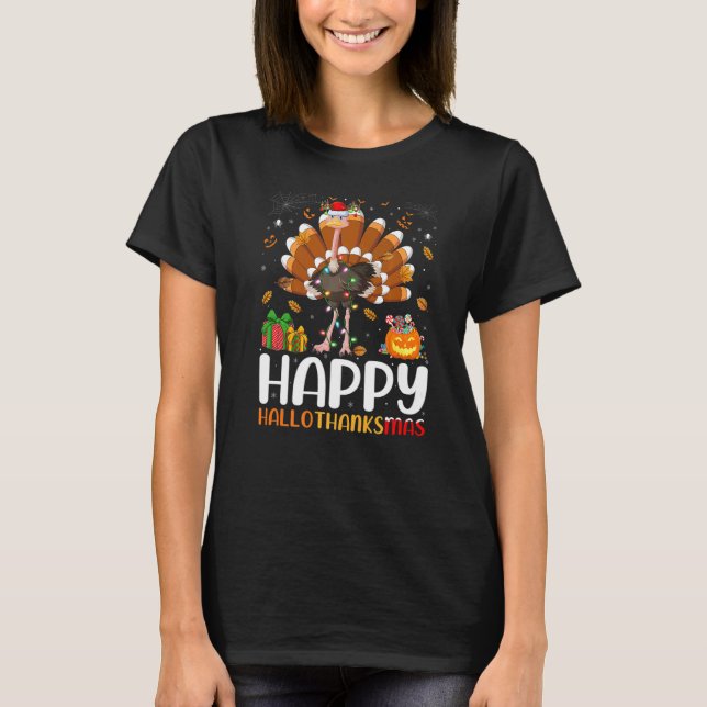 Camiseta Navidades de Halloween de Ostrich Bird Felices Hal (Anverso)