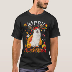 Camiseta Navidades de Halloween de perro de Samoyed Happy H