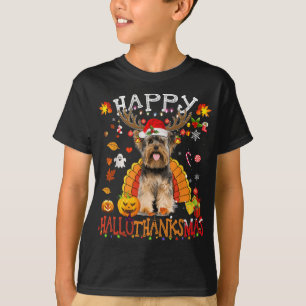 Camiseta Navidades de Halloween en Yorkshire Dog Happy Hall