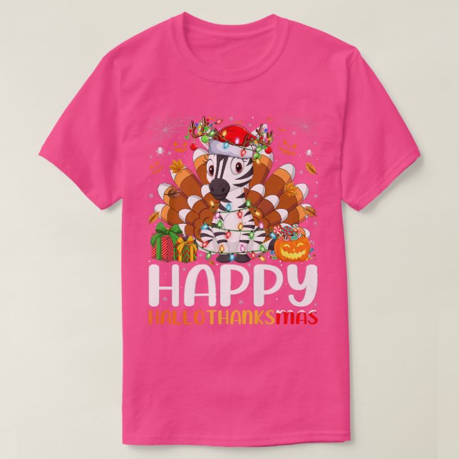 Camiseta Navidades de Halloween en Zebra Lover Felices Hall (Diseño del anverso)