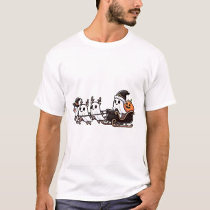 Camiseta Navidades de Halloween Fantasma de renos de Santa 