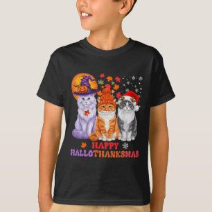 Camiseta Navidades de Halloween Felices Hallothanksmas Grac