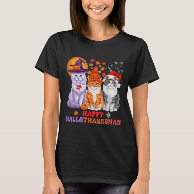 Camiseta Navidades de Halloween Felices Hallothanksmas Grac (Anverso)