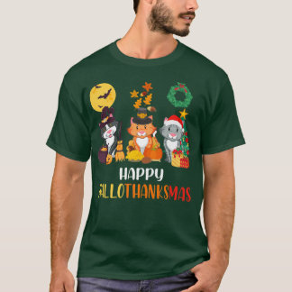 Camiseta Navidades de Halloween Felices Hallothanksmas Grac