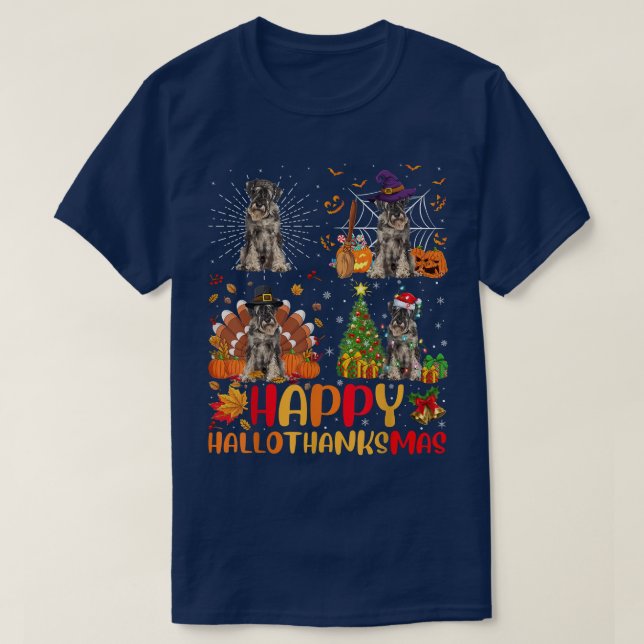 Camiseta Navidades de Halloween Funny Schnauzer Dog Hallogr (Diseño del anverso)