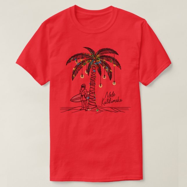 Camiseta Navidades De Hawái De Mele Kalikimaka En Julio En  (Diseño del anverso)