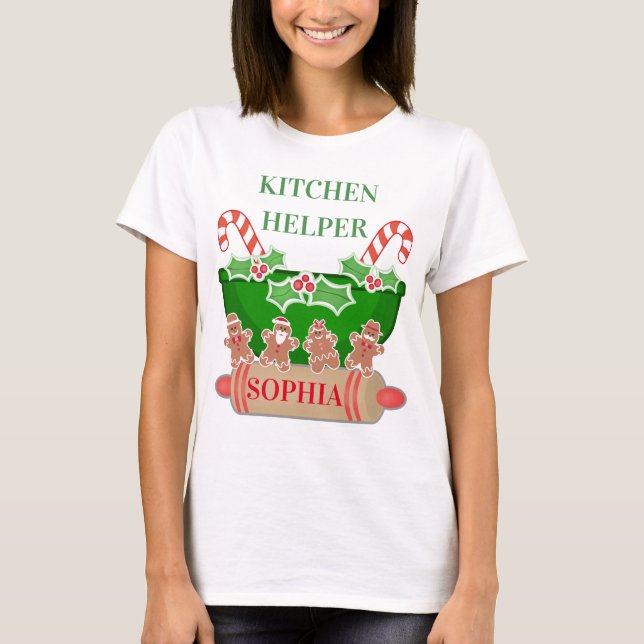 Camiseta Navidades de Helper Nombre personalizado T-Shirt (Anverso)