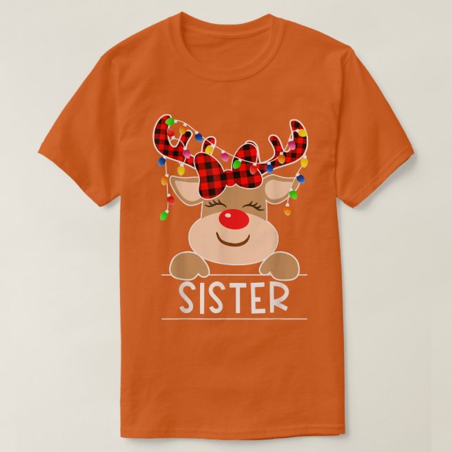 Camiseta Navidades de hermanas de renos rojos lucen a Chris (Diseño del anverso)