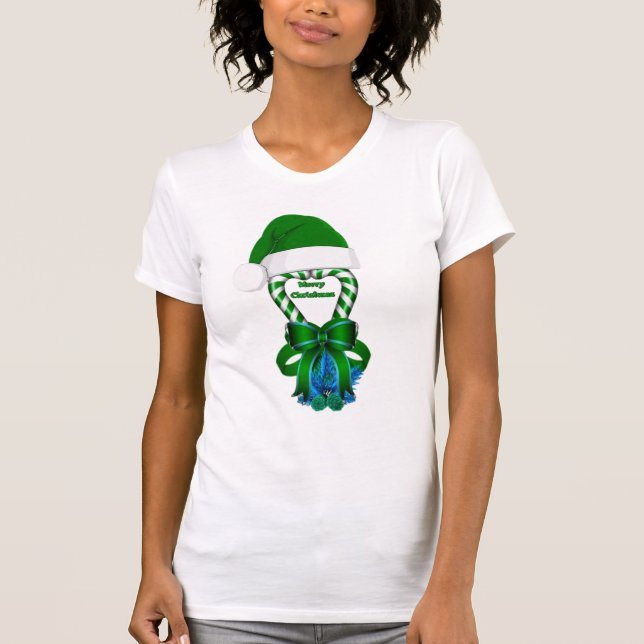 Camiseta Navidades de hierbabuena verde festividad cane (Anverso)