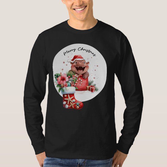 Camiseta Navidades de Hippo para amantes de los animales (Anverso)